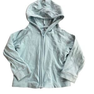 Finn & Emma light blue full zip hooded jacket size 6-9 month organic cotton